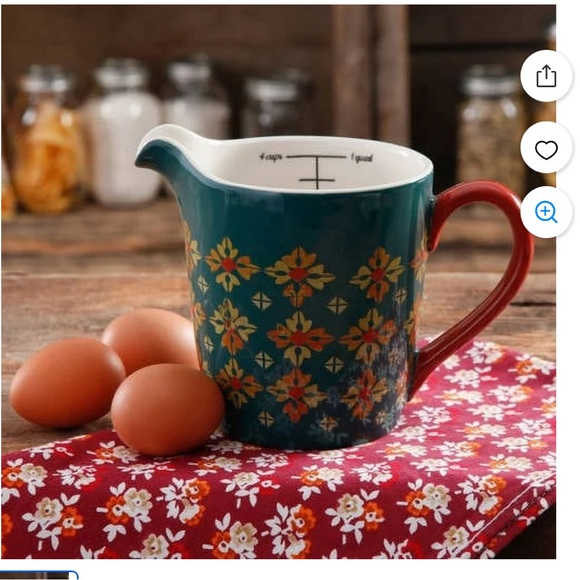 The Pioneer Woman Other - Pioneer Woman Harvest Green Vintage Geo 1 Qt Measuring Pitcher -